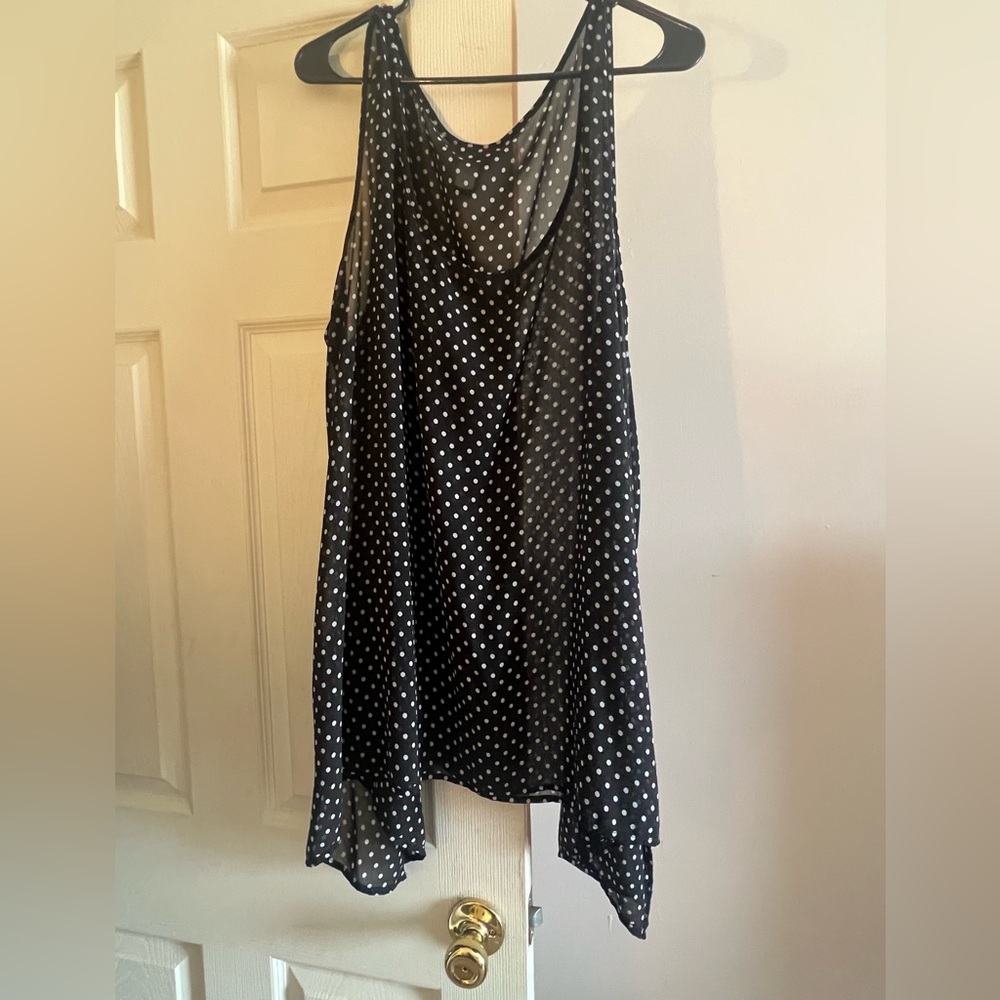 Torrid Black Polkadot Sleeveless Sheer Top Size 3
